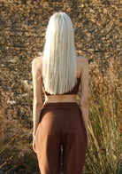 Tiny-Kahverengi Fermuar Detaylı Boğazlı Kısa Bluz-Bluz-2-Milagron.com