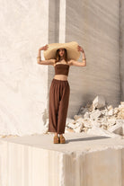 Tiny-Kahverengi Straplez üst-Bluz-2-Milagron.com