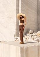 Tiny-Kahverengi Straplez üst-Bluz-5-Milagron.com