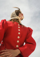 Tiny-Kırmızı önü Düğmeli Vatkalı Büzgülü Ceket-Ceket-2-Milagron.com