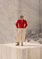 Tiny-Kırmızı önü Düğmeli Vatkalı Büzgülü Ceket-Ceket-3-Milagron.com