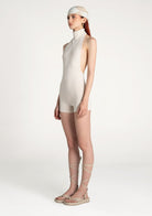 Tiny-Krem Boğazlı Sırt Dekolteli Şort Bodysuit-Tulum-3-Milagron.com