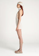 Tiny-Krem Boğazlı Sırt Dekolteli Şort Bodysuit-Tulum-4-Milagron.com