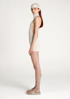 Tiny-Krem Boğazlı Sırt Dekolteli Şort Bodysuit-Tulum-5-Milagron.com