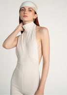 Tiny-Krem Boğazlı Sırt Dekolteli Şort Bodysuit-Tulum-7-Milagron.com