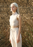 Tiny-Krem Fermuar Detaylı Boğazlı Kısa Bluz-Sweatshirts & Hoodies-5-Milagron.com