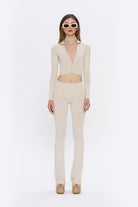 Tiny-Krem Fermuarlı Dar Kesim Yumuşak Hırka-Kazak & Triko-1-Milagron.com