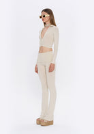 Tiny-Krem Fermuarlı Dar Kesim Yumuşak Hırka-Kazak & Triko-3-Milagron.com