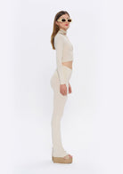 Tiny-Krem Fermuarlı Dar Kesim Yumuşak Hırka-Kazak & Triko-7-Milagron.com