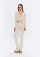 Tiny-Krem Fermuarlı Dar Kesim Yumuşak Hırka-Kazak & Triko-9-Milagron.com