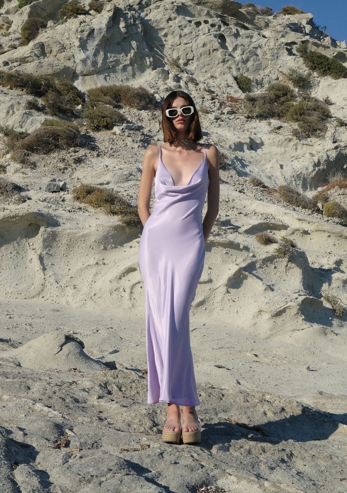 Tiny-Lila Saten Elbise-Elbise-10-Milagron.com