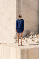 Tiny-Mavi önü Düğmeli Vatkalı Büzgülü Ceket-Ceket-1-Milagron.com