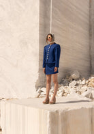 Tiny-Mavi önü Düğmeli Vatkalı Büzgülü Ceket-Ceket-3-Milagron.com