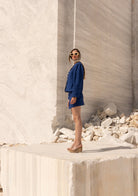 Tiny-Mavi önü Düğmeli Vatkalı Büzgülü Ceket-Ceket-4-Milagron.com