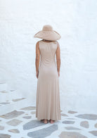 Tiny-Nude Derin Yırtmaçlı Yumuşak Kolsuz Elbise-Elbise-2-Milagron.com