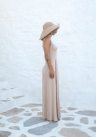 Tiny-Nude Derin Yırtmaçlı Yumuşak Kolsuz Elbise-Elbise-5-Milagron.com