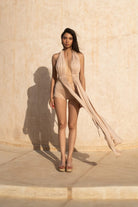 Tiny-Önleri Uzun Dekolteli Nude Bluz-Top-8-Milagron.com