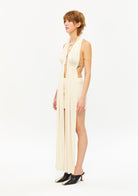 Tiny-Önleri Uzun Derin Dekolteli Beyaz Bluz-Top-6-Milagron.com