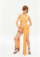 Tiny-Önleri Uzun Derin Dekolteli Turuncu Bluz-Top-6-Milagron.com