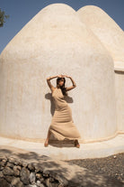 Tiny-Si Boyundan Bağlamalı Bej Triko Elbise-Elbise-6-Milagron.com