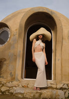 Tiny-Si Önü Çapraz Boyundan Bağlamalı Krem Triko Elbise-Elbise-11-Milagron.com