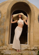 Tiny-Si Önü Çapraz Boyundan Bağlamalı Krem Triko Elbise-Elbise-12-Milagron.com