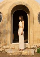 Tiny-Si Önü Çapraz Boyundan Bağlamalı Krem Triko Elbise-Elbise-3-Milagron.com