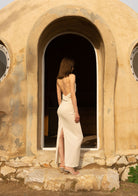 Tiny-Si Önü Çapraz Boyundan Bağlamalı Krem Triko Elbise-Elbise-7-Milagron.com