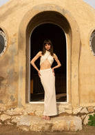 Tiny-Si Önü Çapraz Boyundan Bağlamalı Krem Triko Elbise-Elbise-9-Milagron.com