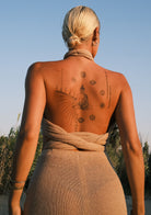 Tiny-Si Önü çapraz Boyundan Bağlamalı Bej Triko Elbise-Elbise-12-Milagron.com