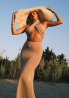 Tiny-Si Önü çapraz Boyundan Bağlamalı Bej Triko Elbise-Elbise-7-Milagron.com