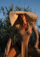 Tiny-Si Yırtmaçlı Uzun Kollu Bej Triko Elbise-Elbise-10-Milagron.com