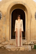 Tiny-Si Yırtmaçlı Uzun Kollu Krem Triko Elbise-Elbise-1-Milagron.com