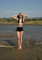 Tiny-Siyah Dar Kesim Yanlardan Ayarlanabilir şort Mayo-Bikini + Mayo-3-Milagron.com