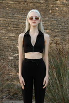 Tiny-Siyah Fermuar Detaylı Boğazlı Kısa Bluz-Bluz-1-Milagron.com