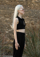 Tiny-Siyah Fermuar Detaylı Boğazlı Kısa Bluz-Bluz-4-Milagron.com