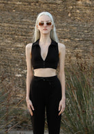 Tiny-Siyah Fermuar Detaylı Boğazlı Kısa Bluz-Bluz-5-Milagron.com