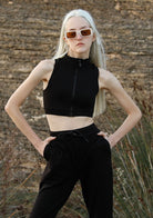 Tiny-Siyah Fermuar Detaylı Boğazlı Kısa Bluz-Bluz-7-Milagron.com