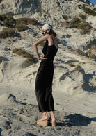 Tiny-Siyah İnce Askılı Uzun Saten Elbise-Elbise-4-Milagron.com