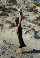 Tiny-Siyah İnce Askılı Uzun Saten Elbise-Elbise-5-Milagron.com