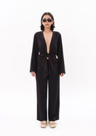 Tiny-Siyah Tencel™ Bağlamalı Gömlek-Gömlek-6-Milagron.com