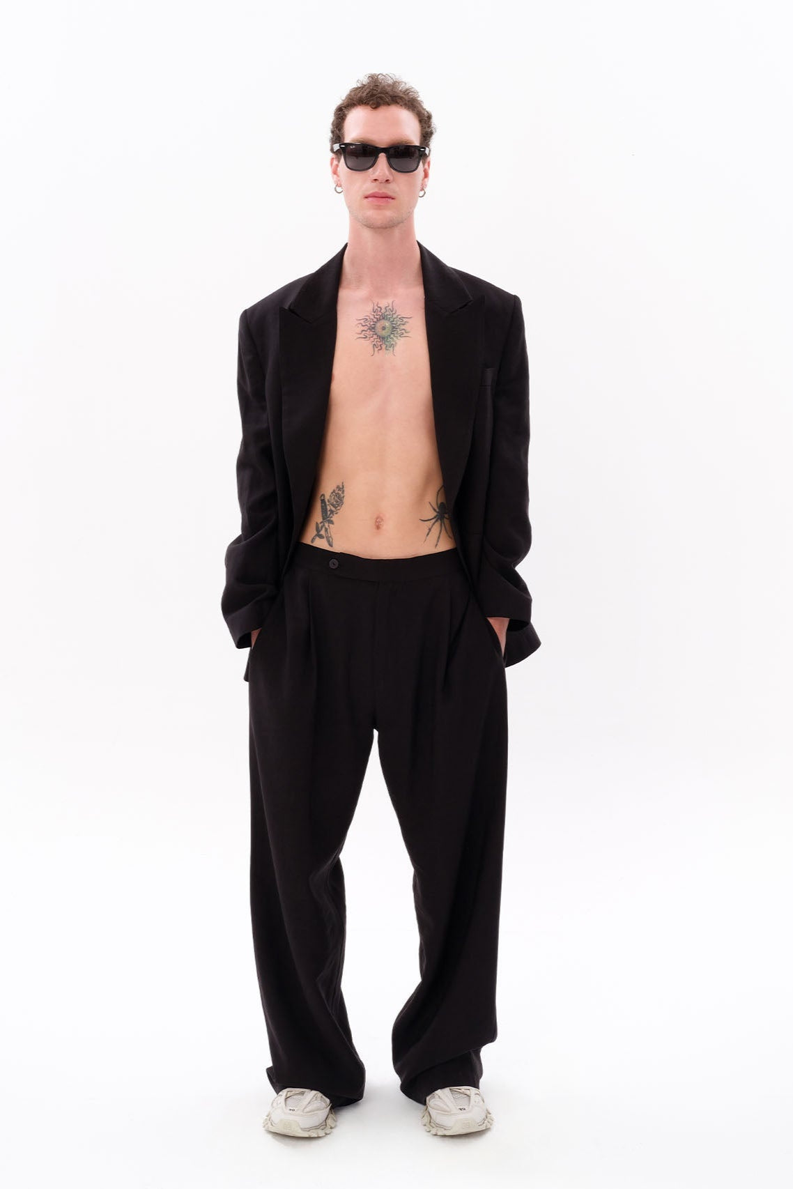 Tiny-Siyah Tencel™ Pantolon-Kumaş Pantolon-1-Milagron.com