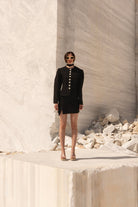 Tiny-Siyah önü Düğmeli Vatkalı Büzgülü Ceket-Ceket-1-Milagron.com