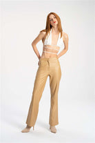 Tiny Store-Suni Deri Bej Palazzo Pantolon-Deri Pantolon-4-Milagron.com