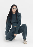 Tiny-Yarım Balıkçı Yaka Lastik Bel Detaylı Pamuklu Antrasit Sweatshirt-Sweatshirts & Hoodies-5-Milagron.com