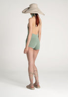 Tiny-Yeşil Boğazlı Sırt Dekolteli Şort Bodysuit-Tulum-6-Milagron.com