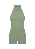 Tiny-Yeşil Boğazlı Sırt Dekolteli Şort Bodysuit-Tulum-8-Milagron.com