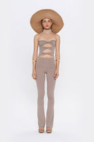 Tiny-Yüksek Bel İspanyol Paça Açık Kahverengi Tayt-Tayt-1-Milagron.com