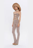 Tiny-Yüksek Bel İspanyol Paça Açık Kahverengi Tayt-Tayt-10-Milagron.com