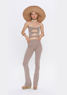 Tiny-Yüksek Bel İspanyol Paça Açık Kahverengi Tayt-Tayt-7-Milagron.com